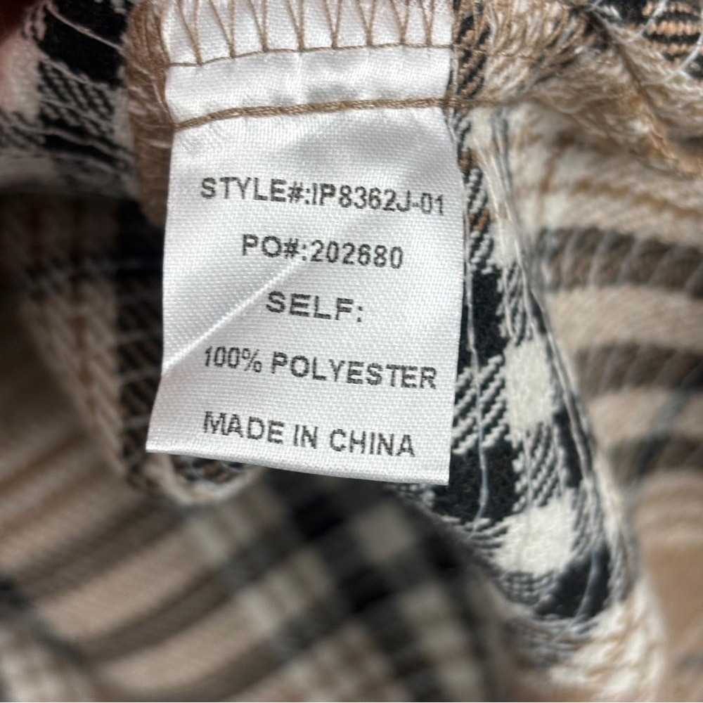 BiBi Plaid Tan/Black/White Sequin Shacket – Women’s Sz XL (NWT) - Picture 8 of 10